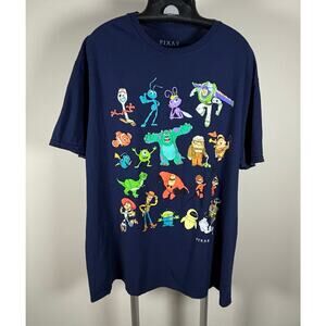 Disney Pixar Character Graphic T-shirt, Men's XL, Navy Buzz Nemo Woody Flik
